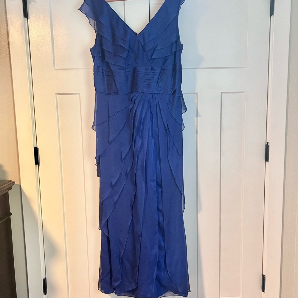 Adrianna Papell Royal Blue Layered Midi Dress, Size 18 - Picture 6 of 6